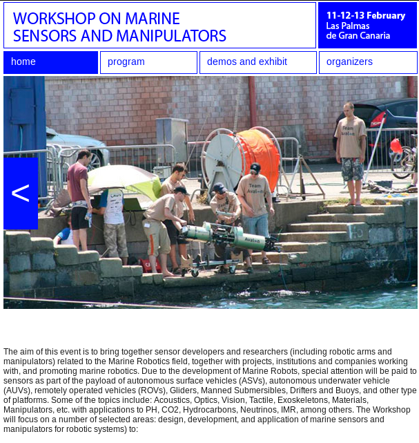Workshop on Marine Sensors and Manipulators